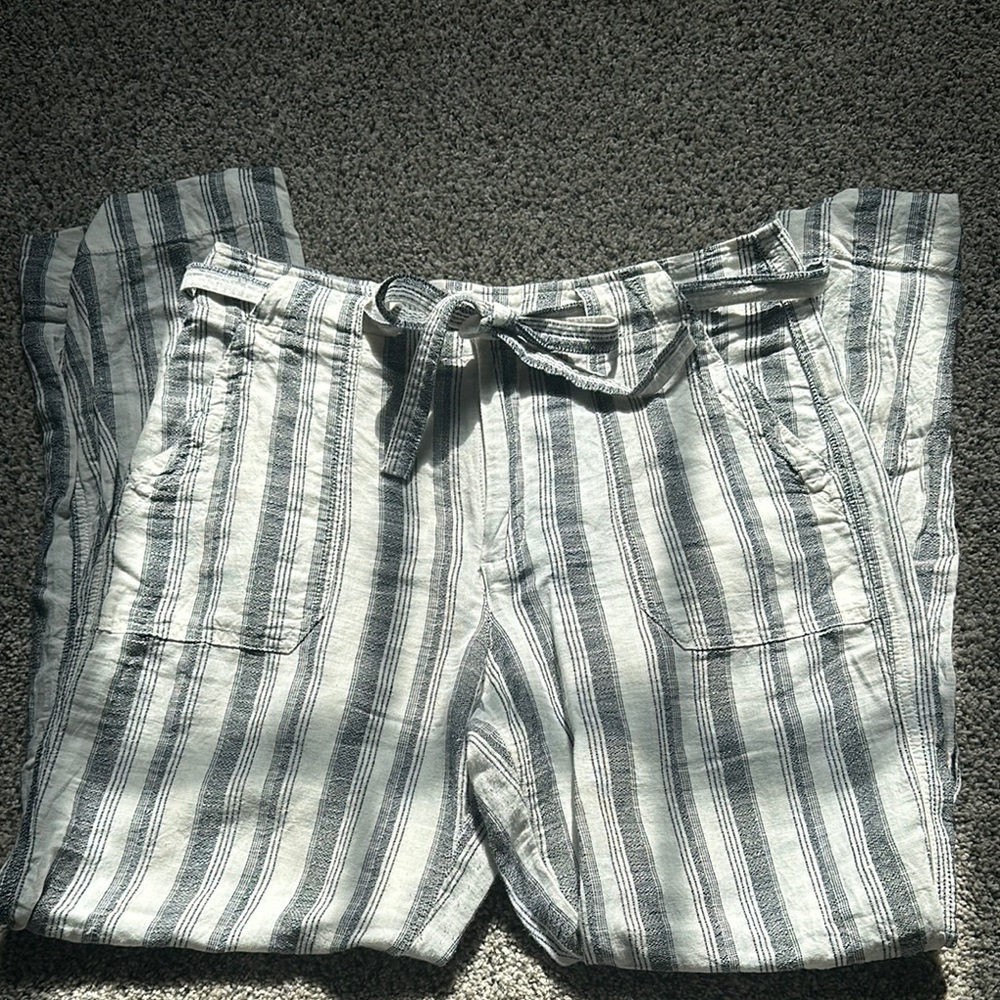 Striped Linen Shorts with Belt
